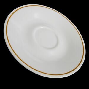 Corelle Corning White Brown Orange Rim Saucers Set of 4 Vintage